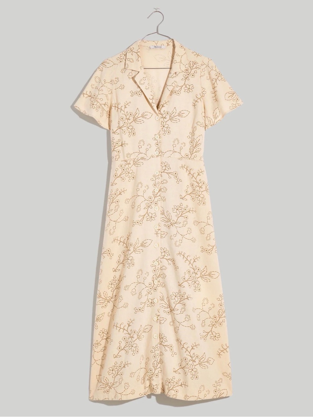 Madewell Kacie Midi Shirtdress in Stitched Vines